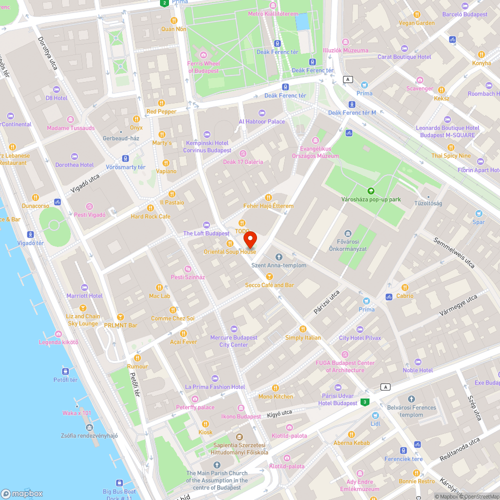 V. kerület Szervita téri Szűz Mária szobor környéke tiszta szemét bejelentés helye