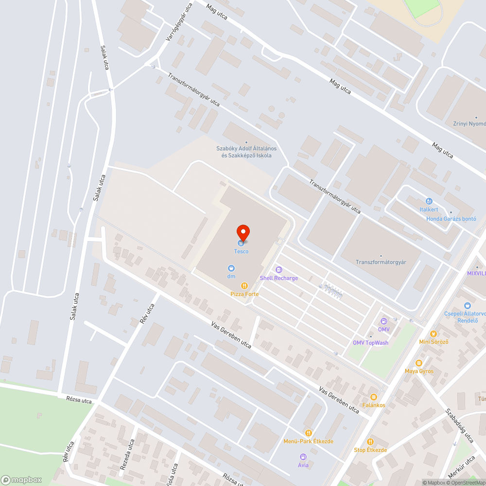 Csepeli Tesco ruhagyűjtő konténer bejelentés helye