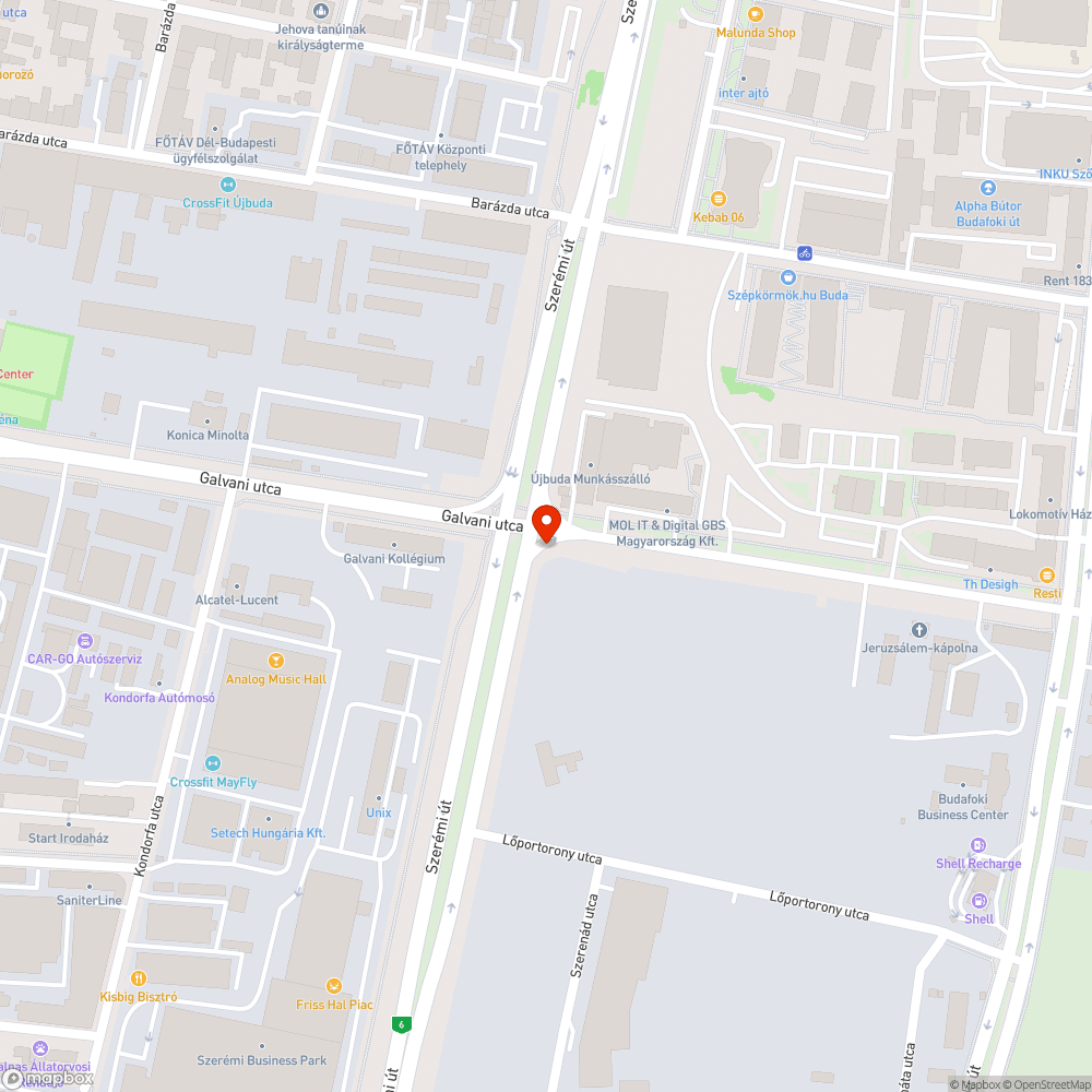XI. Szerémi út Galvani út saroknál kátyú bejelentés helye