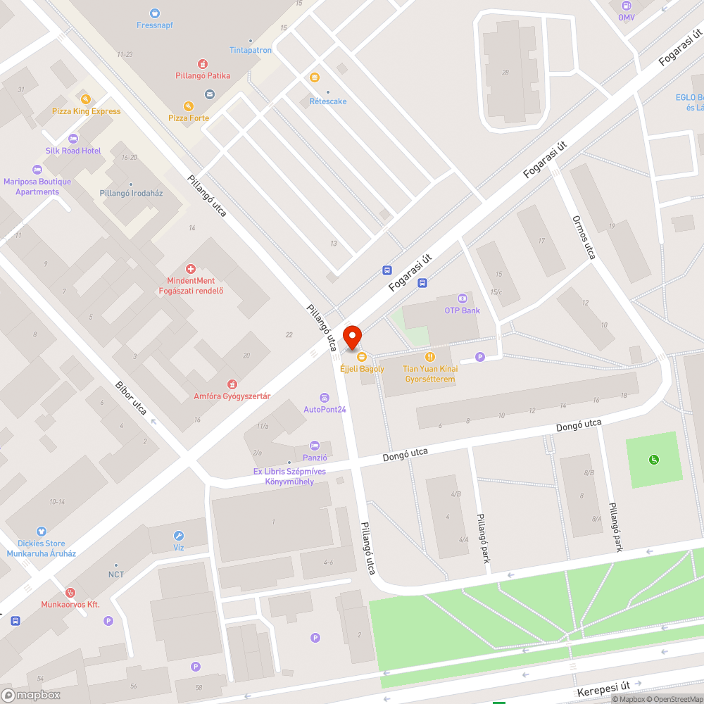 Fogarasi út - Pillangó utca sarkán gyalogos forgalmat irányító fényjelző készülék hibája bejelentés helye