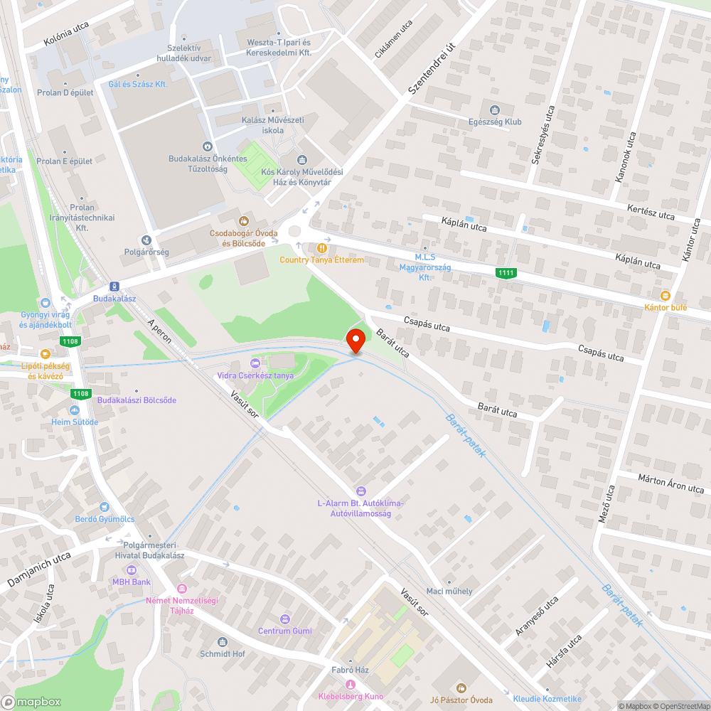 Szemét a Barát-patakban bejelentés helye