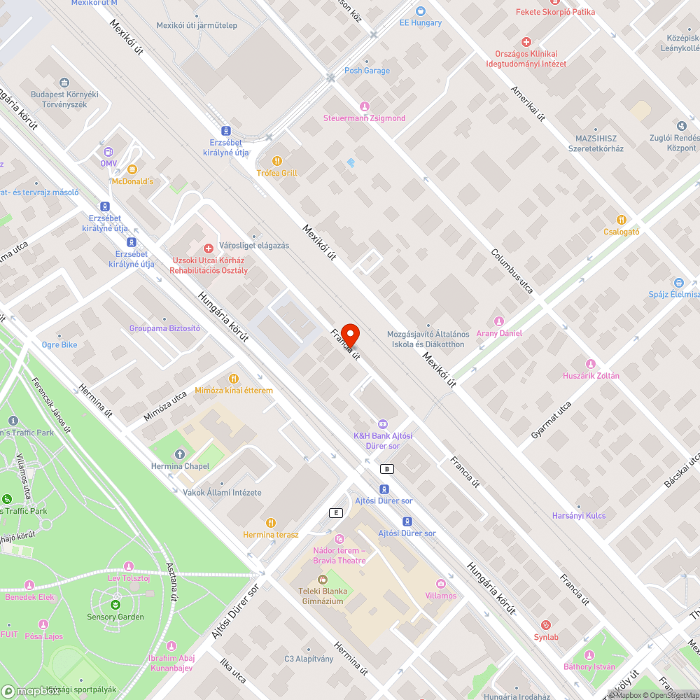 Veszélyes gyorshajtás a Francia úton bejelentés helye