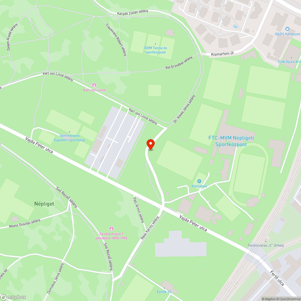 Népligetben kidöntött közlekedési karók bejelentés helye