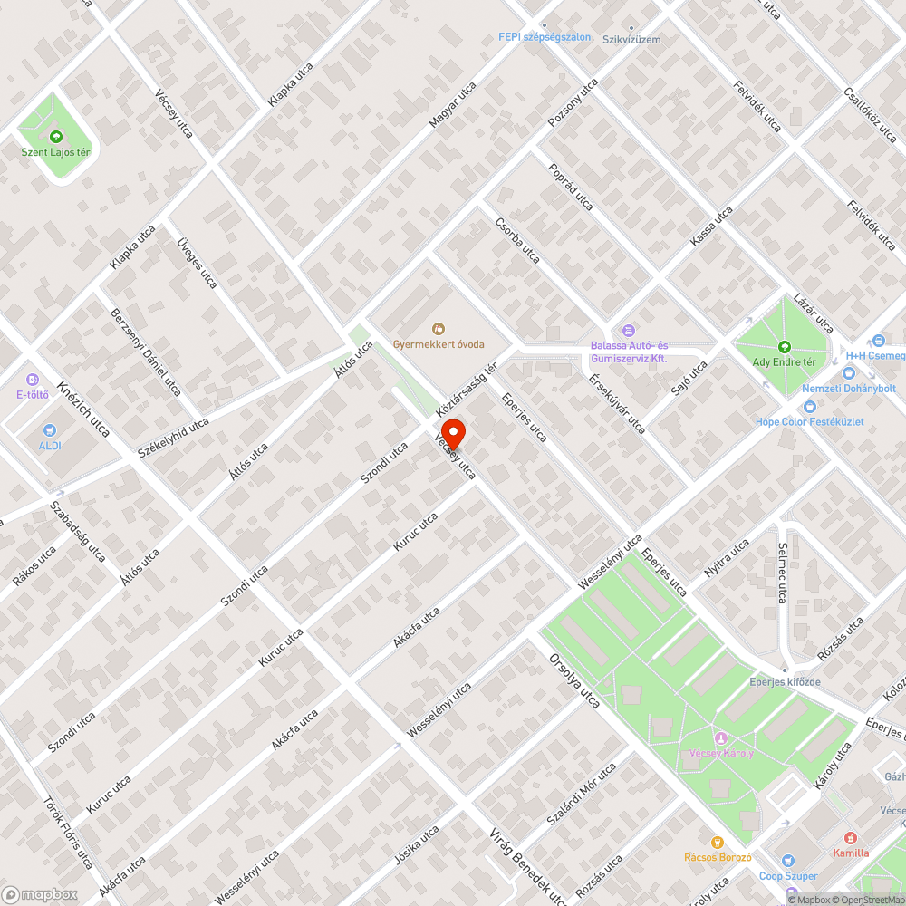 Sötét utcaszakasz bejelentés helye