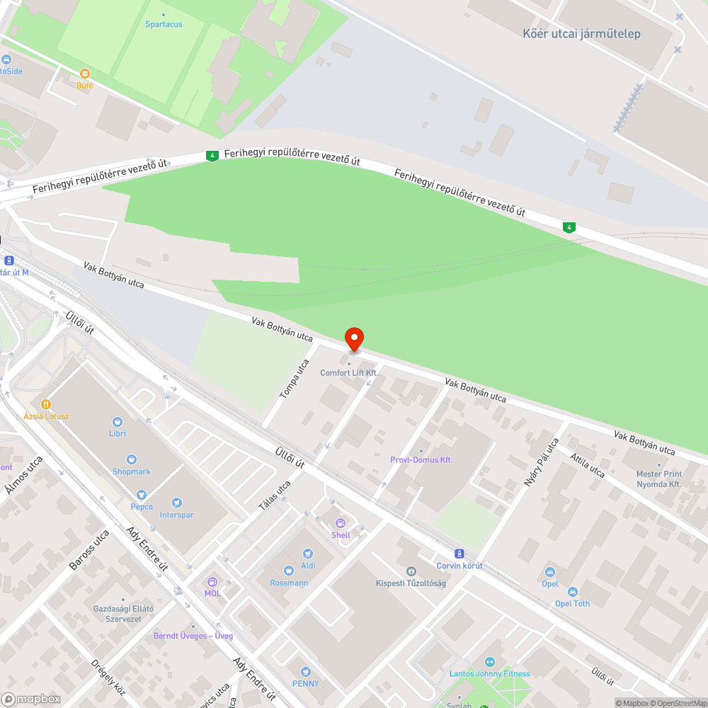 Összetörött autó a járdán bejelentés helye