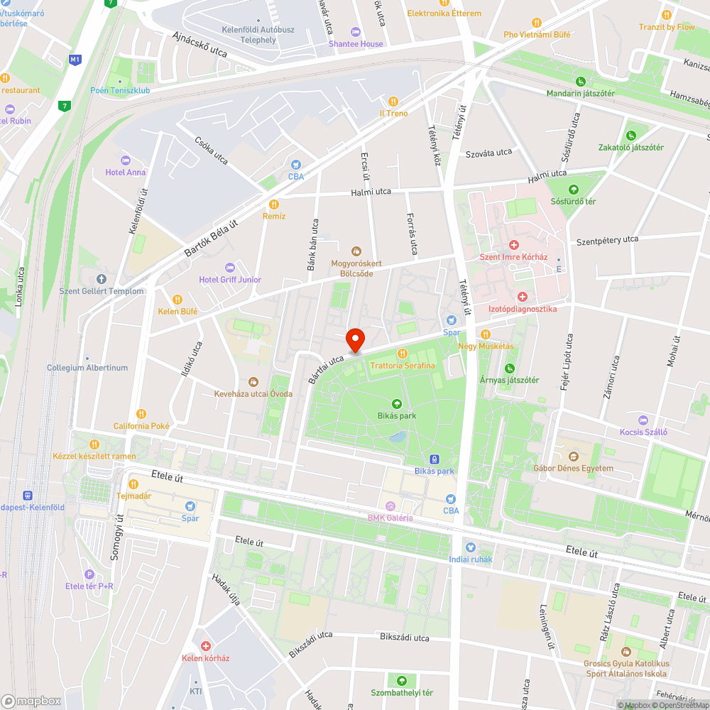 XI. Bártfai utca - víznyelő hiba bejelentés helye