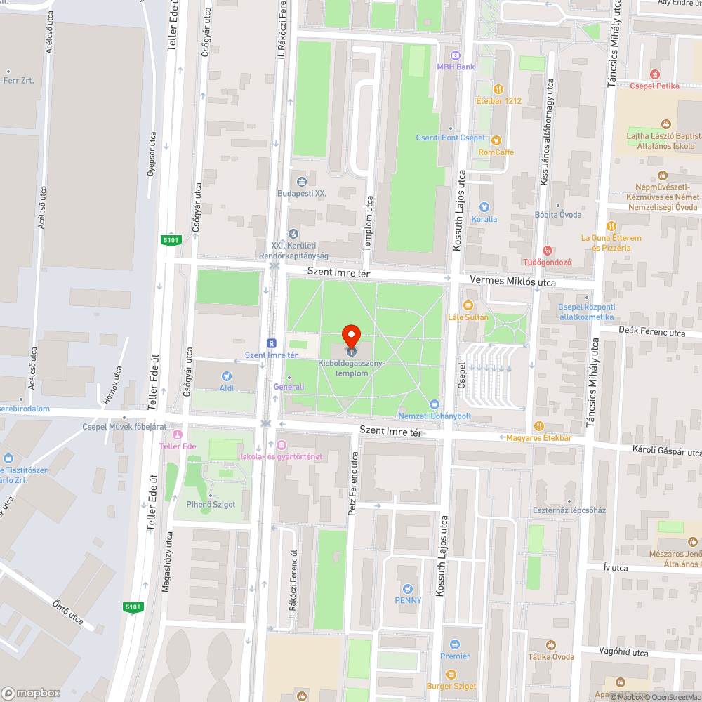 Díszburkolat a templom előtt több helyen sérült bejelentés helye