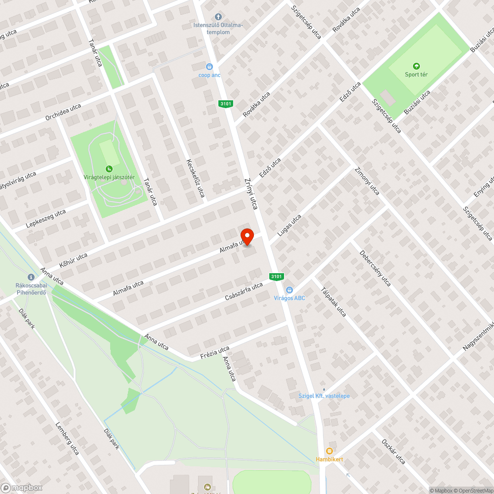 Almafa utca 37. kátyú bejelentés helye