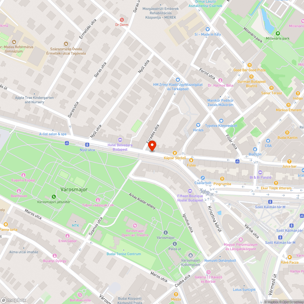 Telekom szekrény leesett ajtóval Szilágyi E. fasor bejelentés helye