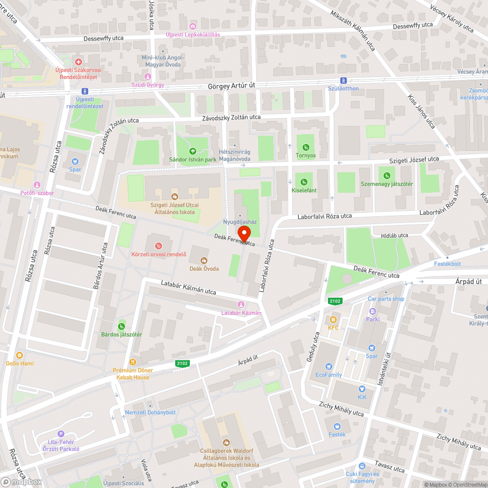 Sétálóutcába behajtó autók bejelentés helye