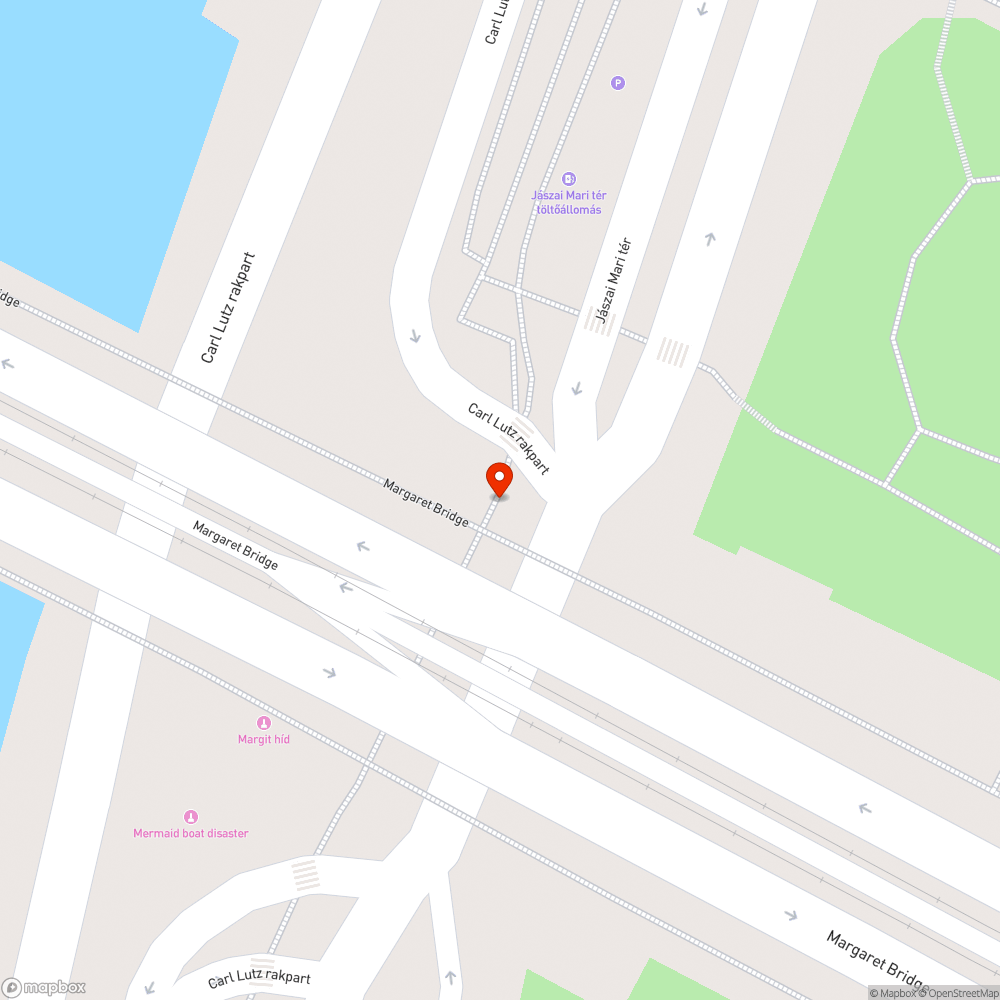 Összetört korlát a pesti Margit hídfő alatt bejelentés helye