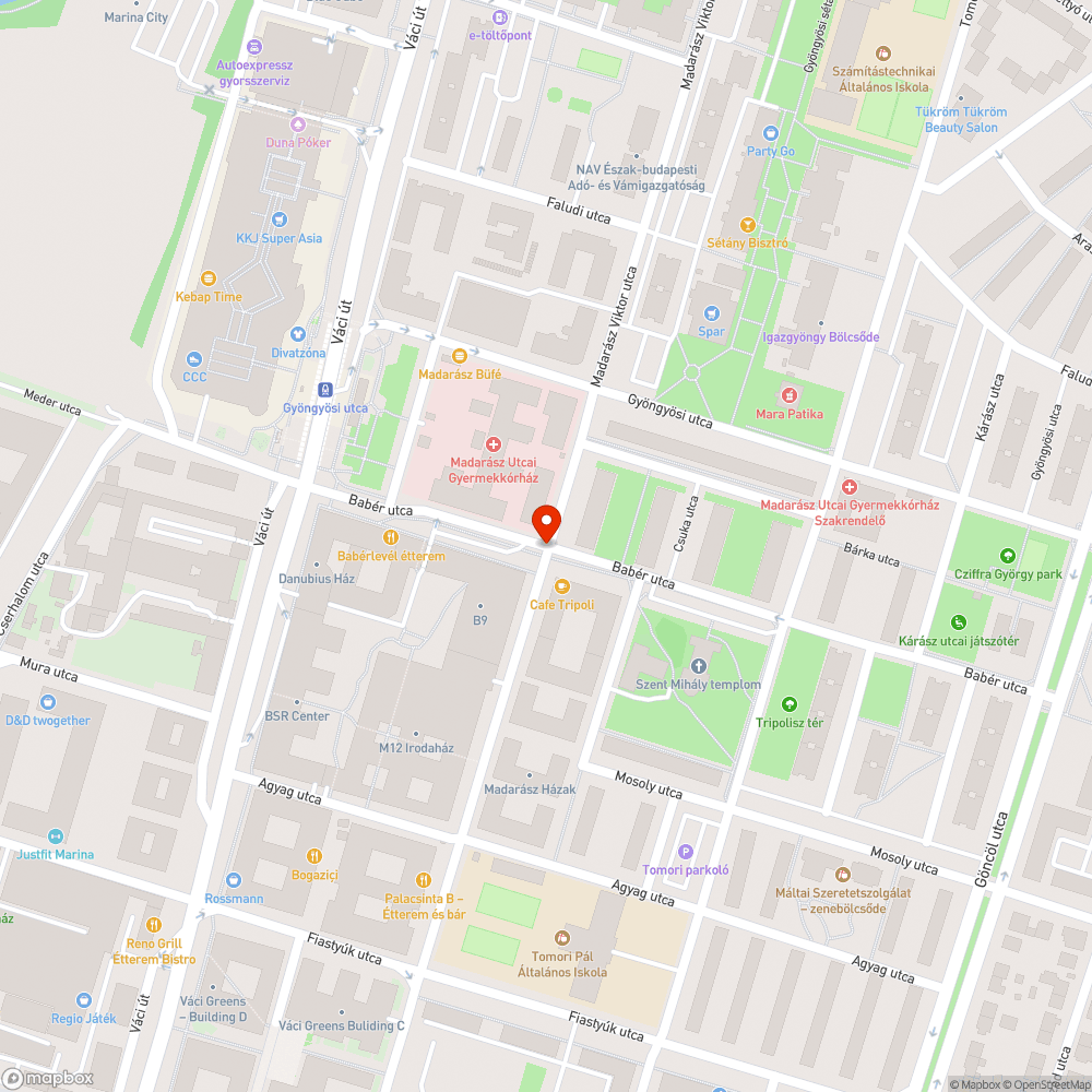 kátyú a 13. ker. Madarász-Babér sarkon bejelentés helye