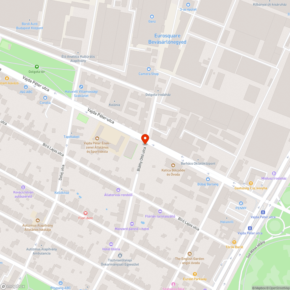 Járdán átvágó autók bejelentés helye