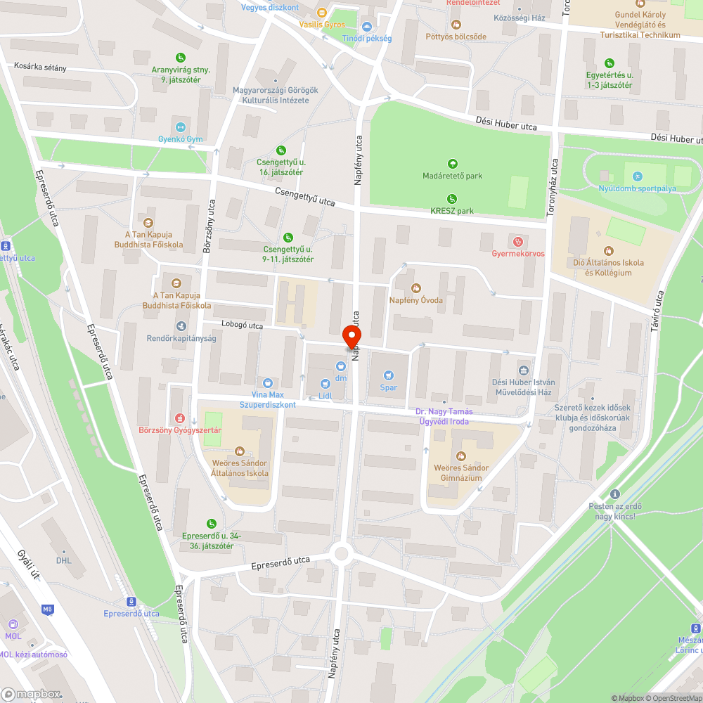 József Attila Lakótelepen egy balesetveszélyes, jobb kezes kereszteződés bejelentés helye