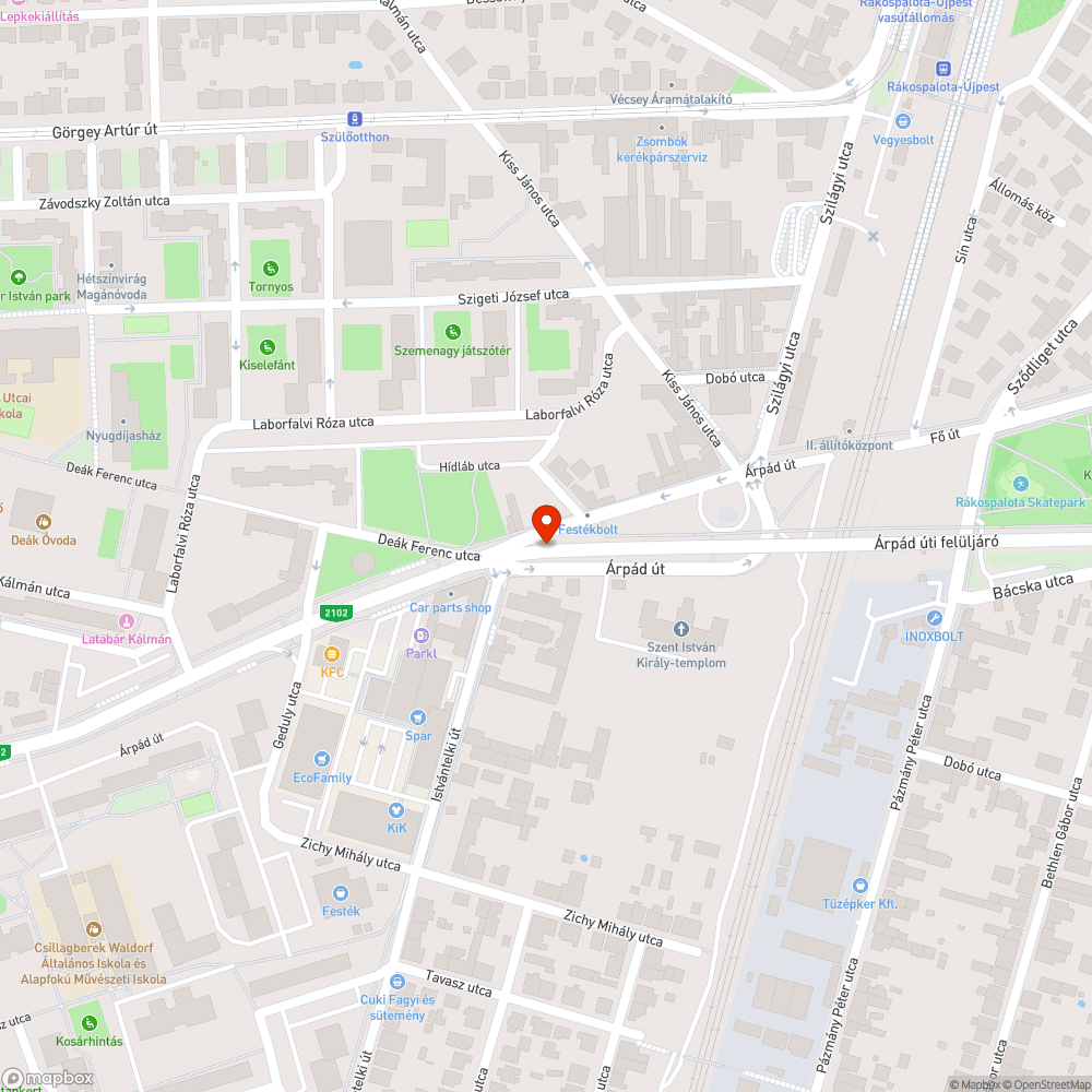 Az úttesten lévő két kátyú bejelentés helye