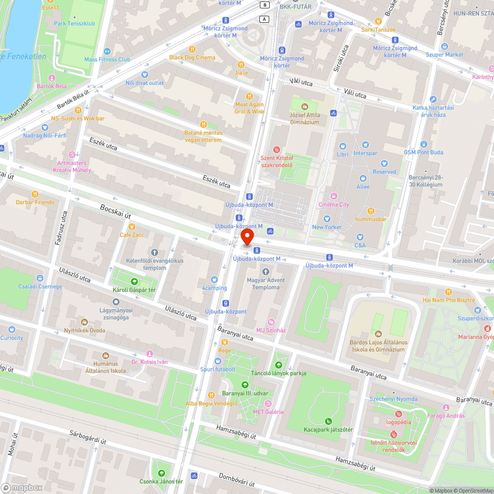 Otthagyott forgalomtechnikai eszközök Újbuda központnál. bejelentés helye