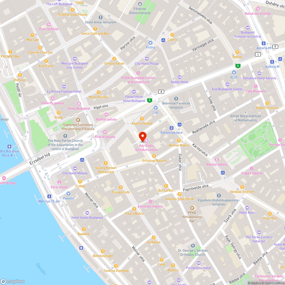 Ürülék a Veres Pálné utcában a fák tövében a Ferenciek terénél bejelentés helye