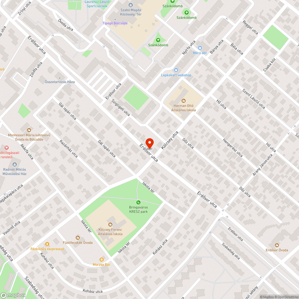 Kiégetett menetrendi lap - Kölcsey utca (Erdősor utca) bejelentés helye