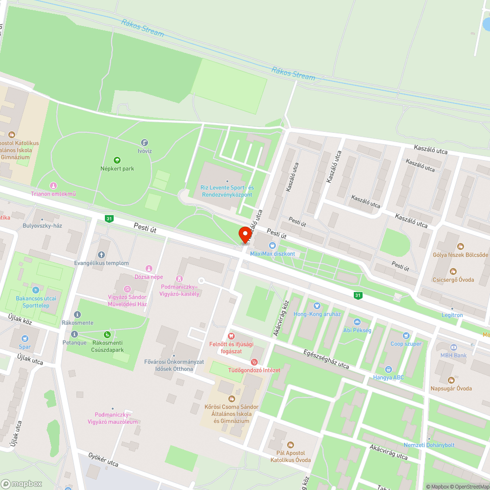 Kátyú az úton bejelentés helye