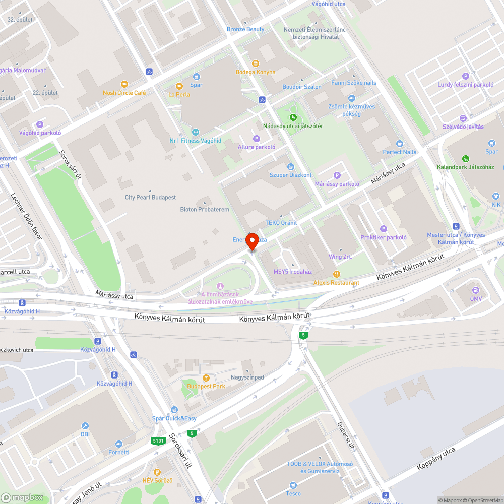 Gubacsi út / Máriássy út sarkán kátyú bejelentés helye