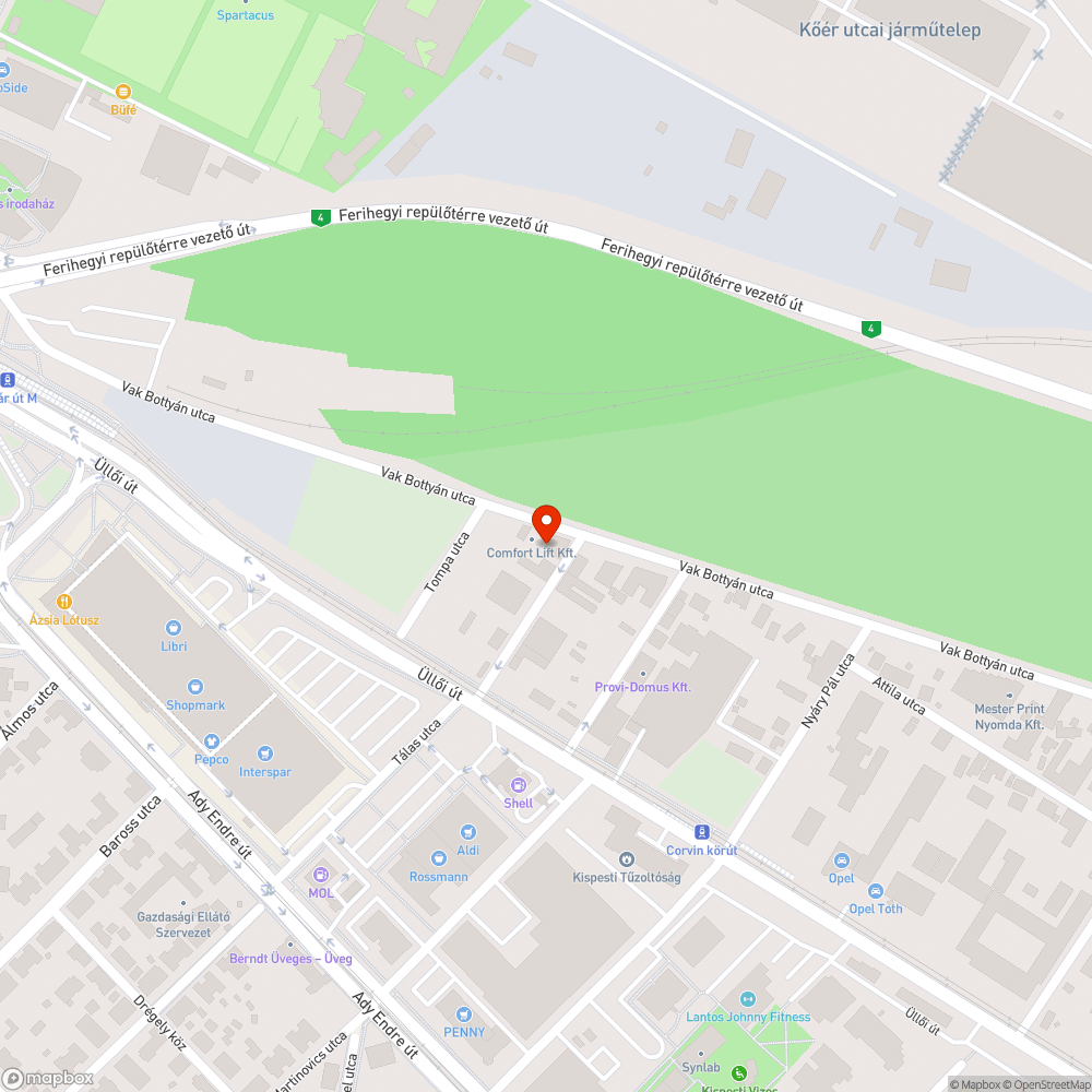 Összetörött autó a járdán bejelentés helye