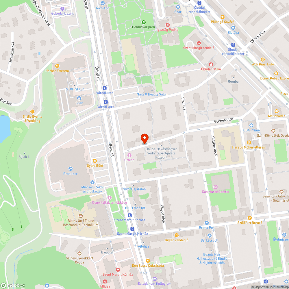 Közvilágítás a Gyenes utcában bejelentés helye