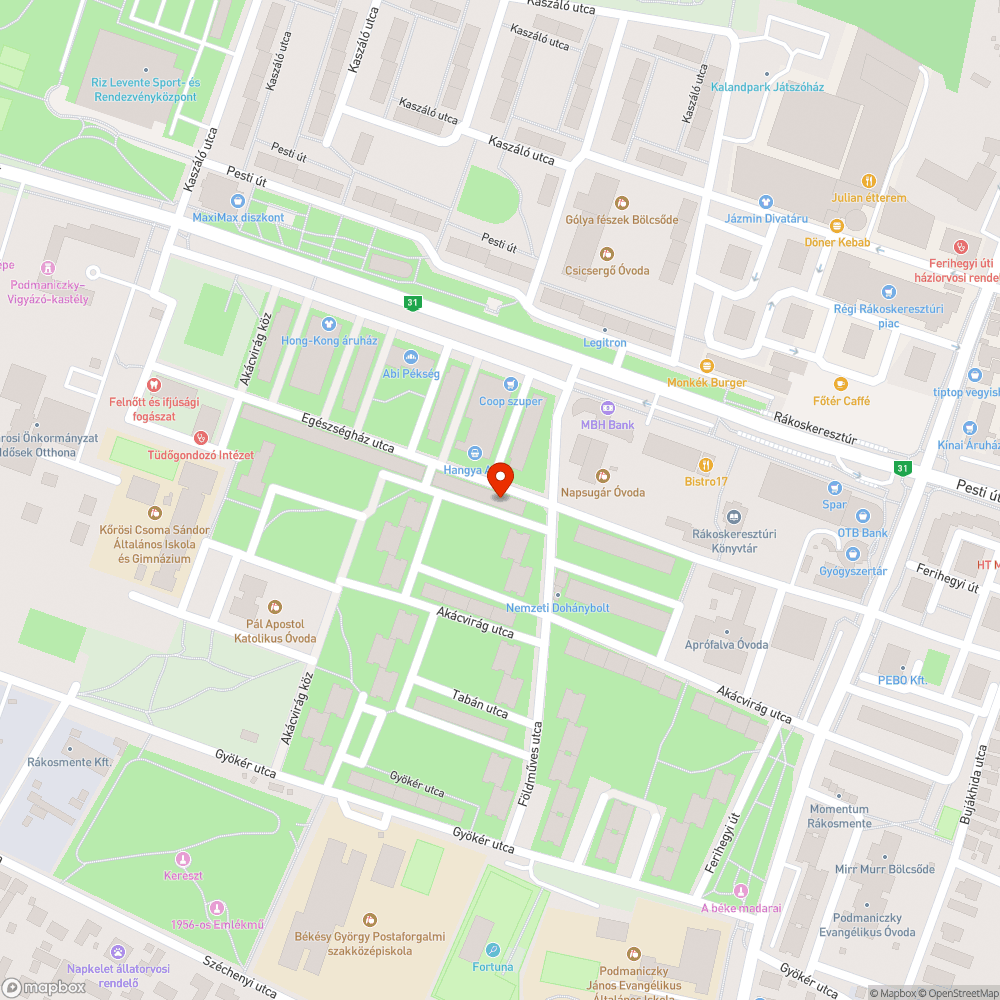 egyre jobban növekvő úthiba bejelentés helye