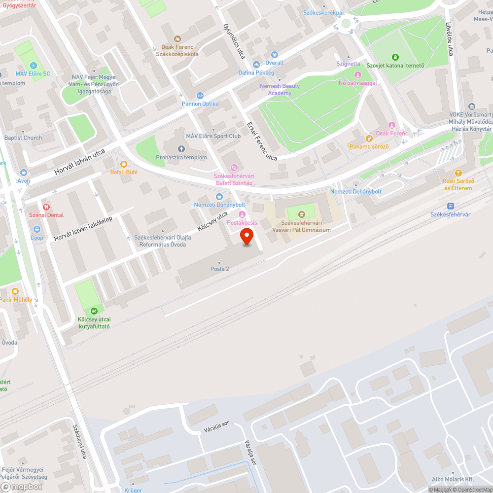 Vasúti posta előtti közvilágítás bejelentés helye