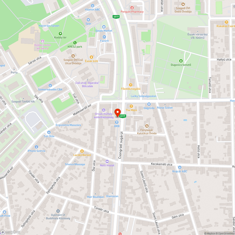 Szeged, Csongrádi sgt. 60. sz előtti járdarész bejelentés helye