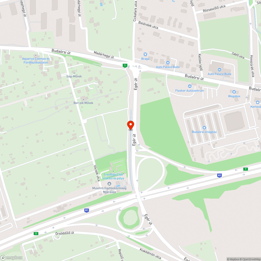 Közvilágítás hiánya Egér úti felhajtó bejelentés helye