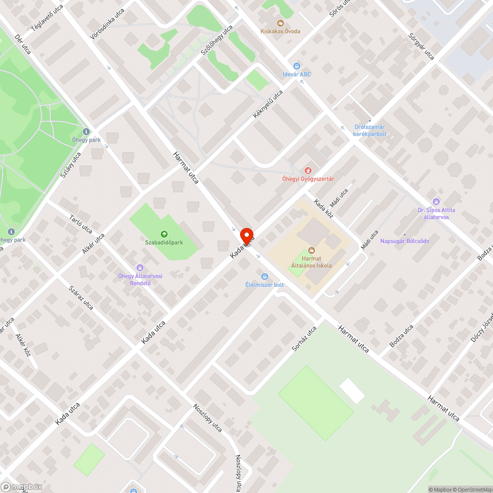 Kada utca/Harmat utca kereszteződés pollerei bejelentés helye