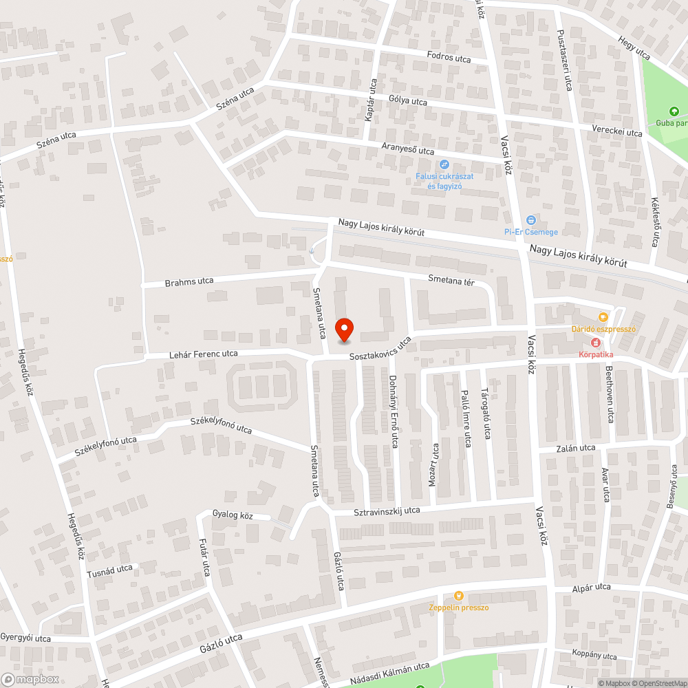 Elhagyott autó a Sosztakovics és Smetana utca kereszteződésénél bejelentés helye