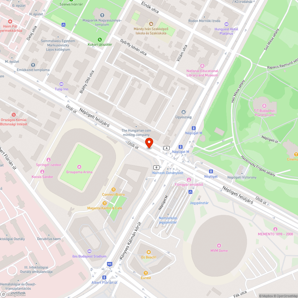 Üllői úti felüljáró alatti kerékpárút átépítésének be nem fejezése bejelentés helye