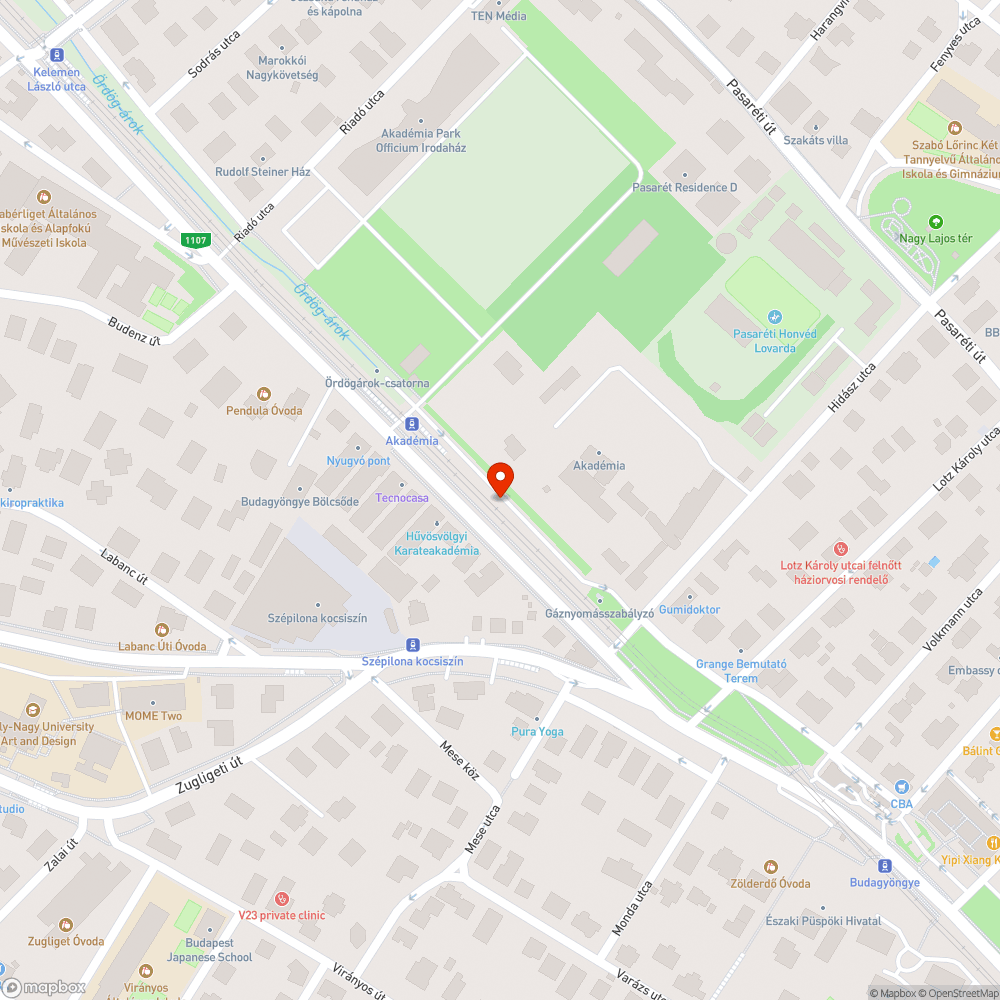 Akadémia P+R parkoló kivilágítatlan bejelentés helye