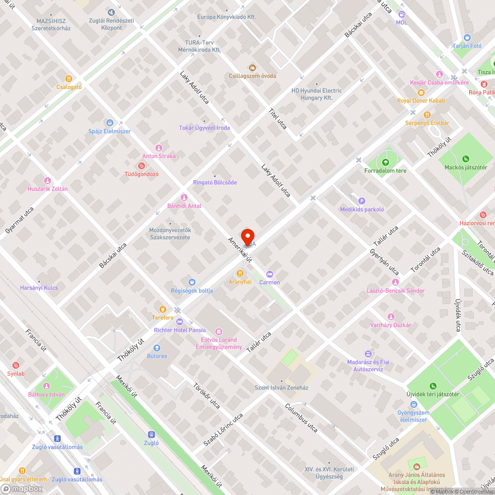 Otthagyott kőpoller a Thököly út-Amerikai út sarkánál. bejelentés helye