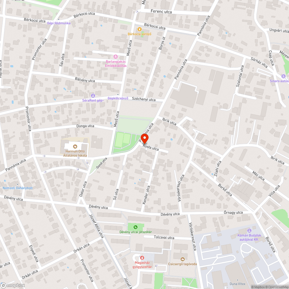 Rosta utca - Kender utca kátyusodás bejelentés helye