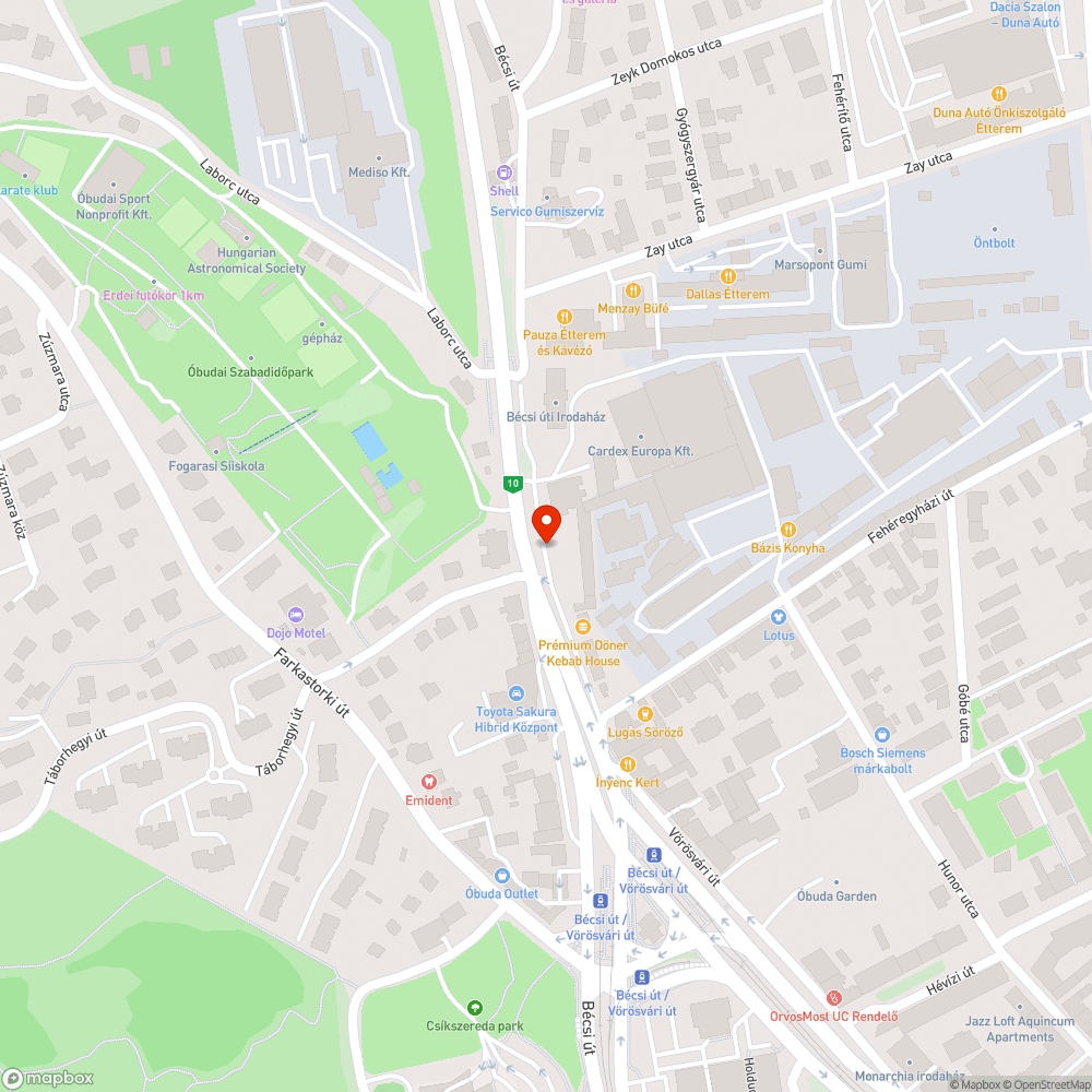 Elhagyott autó bejelentés helye