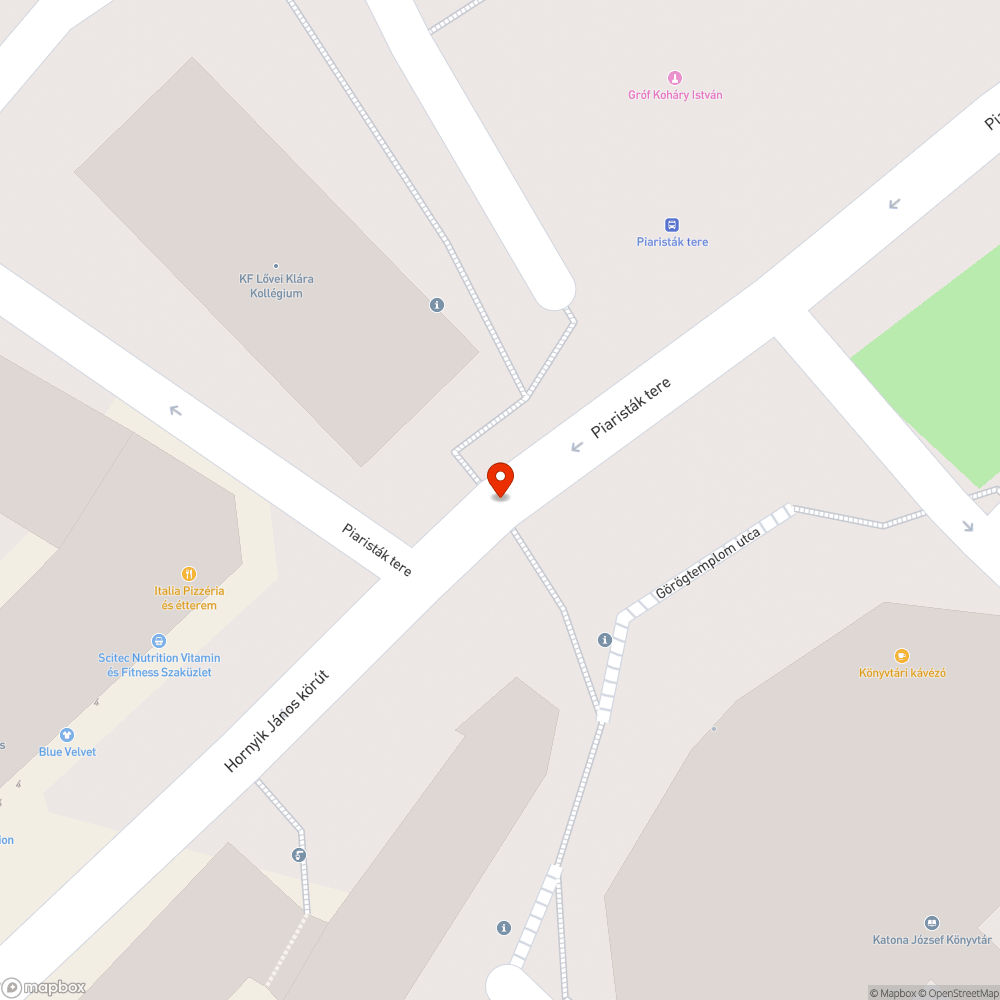 Rosszul kivilágított gyalogátkelő a Piaristák terén bejelentés helye