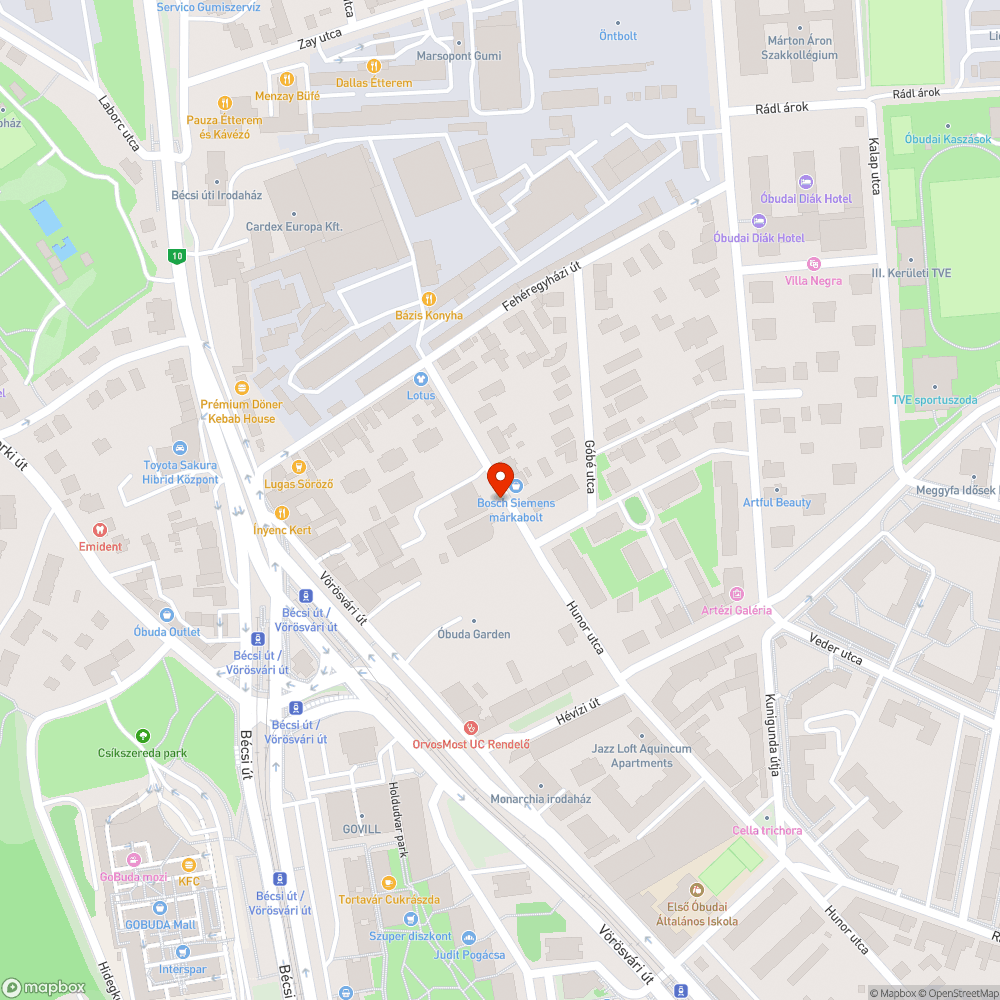 Elhagyott autó bejelentés helye