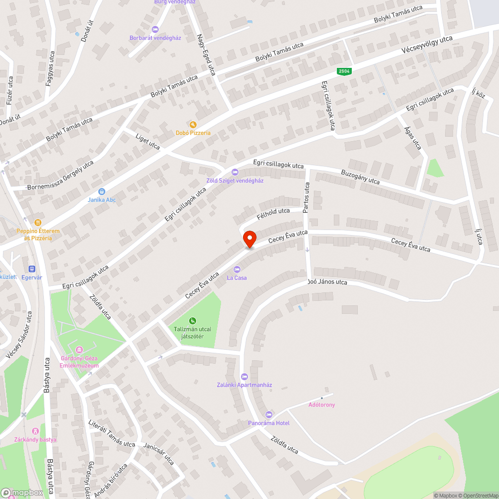 Kátyú Egerben a Cecey u. 101 előtt bejelentés helye