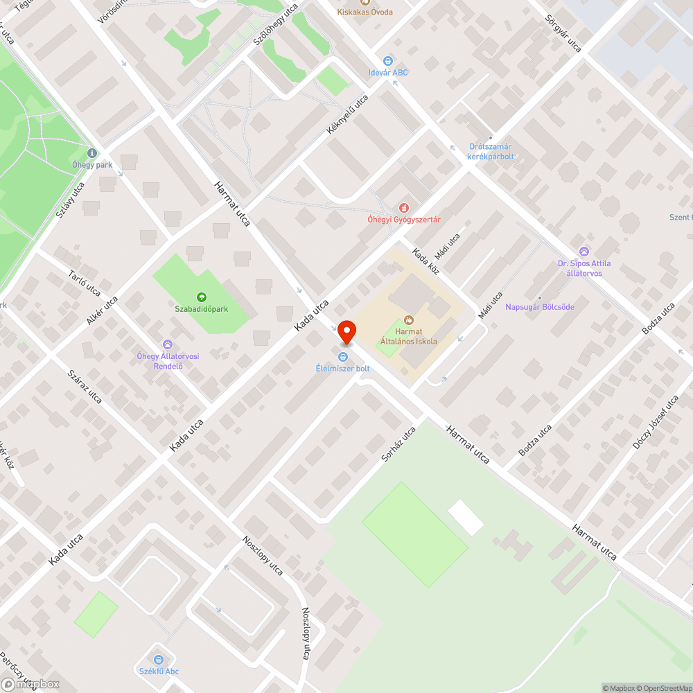 Elmozdult menetrendi lap - "Kada utca" (F01685) bejelentés helye