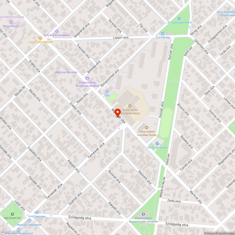 Kátyú bejelentés helye