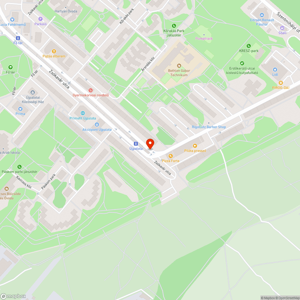 Balesetveszélyes gyalogos-átkelőhely Újpalotán I. bejelentés helye