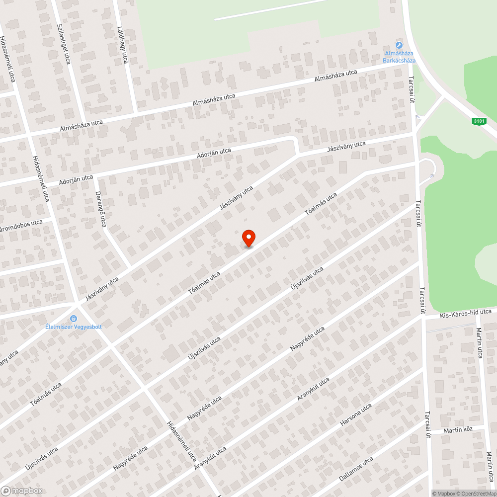 Úthiba bejelentés helye