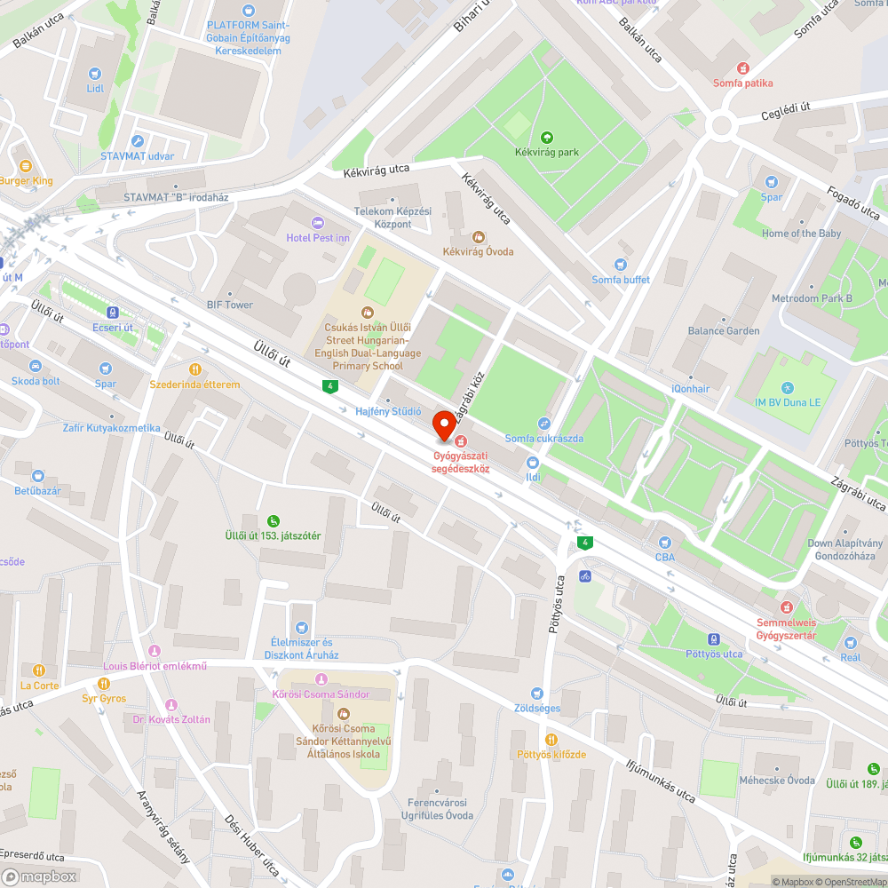 Üllői út kátyúk bejelentés helye