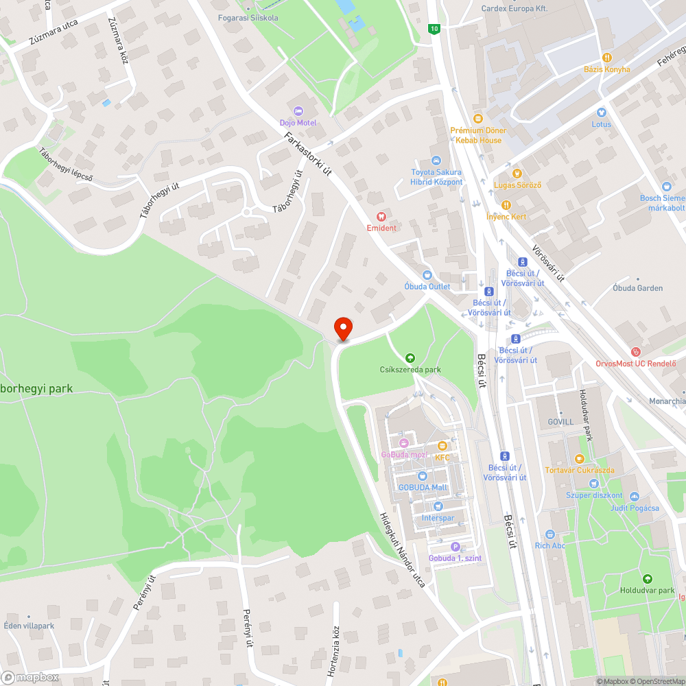 III. Hidegkúti Nándor út (kanyarban) hulladékelhagyás bejelentés helye