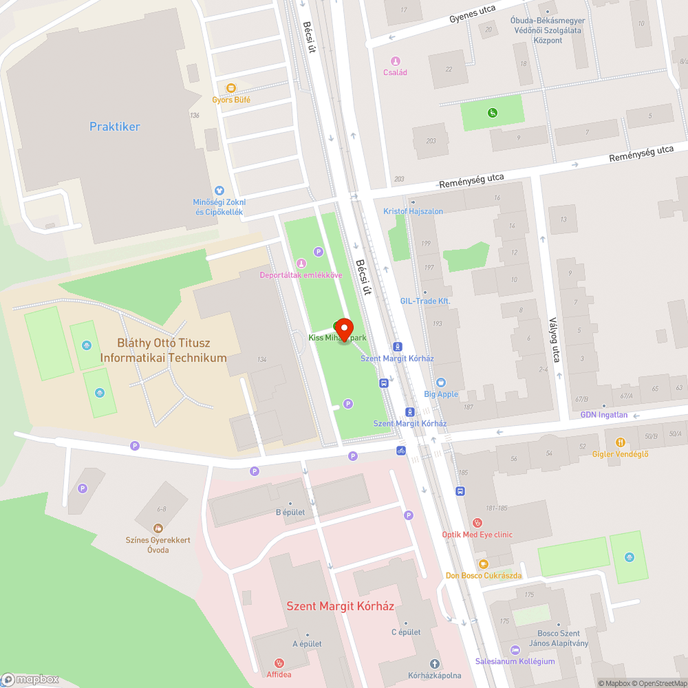 III. Kiss Mihály park - Bécsi út 134. sz. előtti terület (16266/5) hrsz megtisztítása bejelentés helye