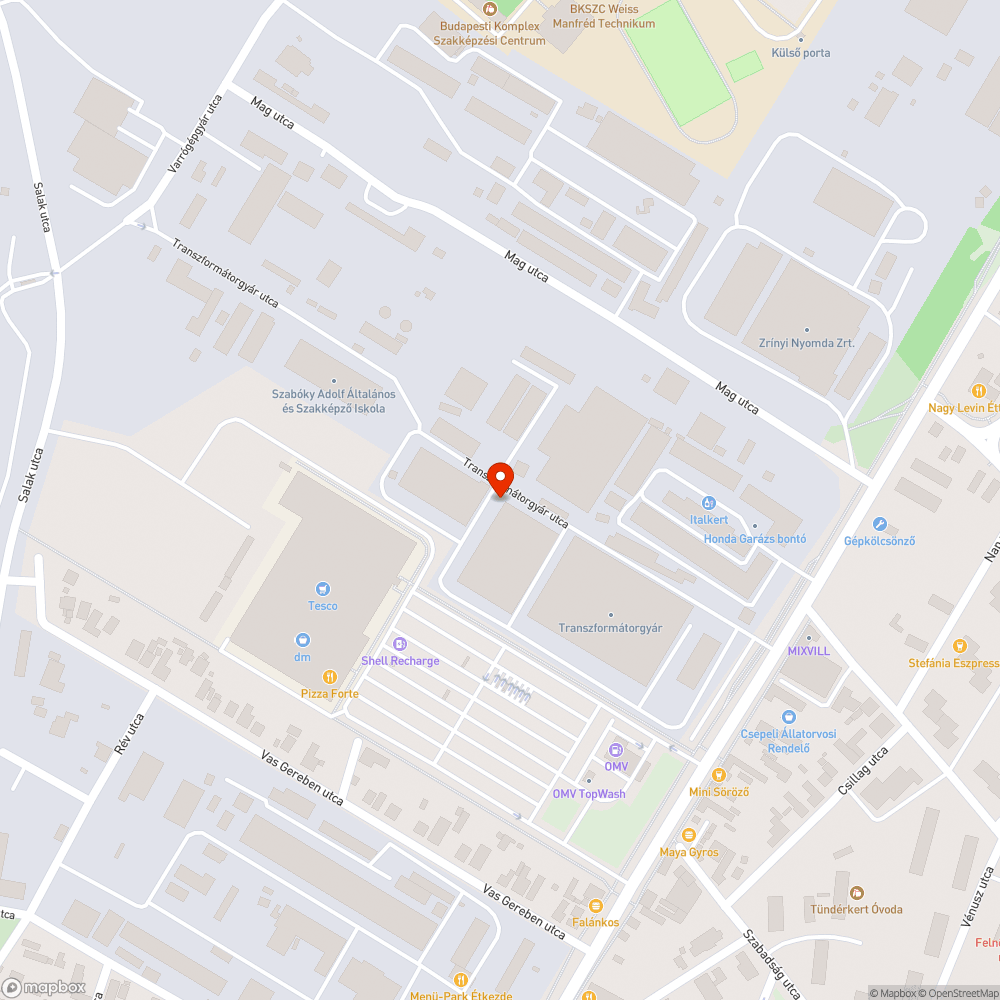 Állandó szeméthalmok a II. Rákóczi Ferenc út-menti ligetes területen bejelentés helye