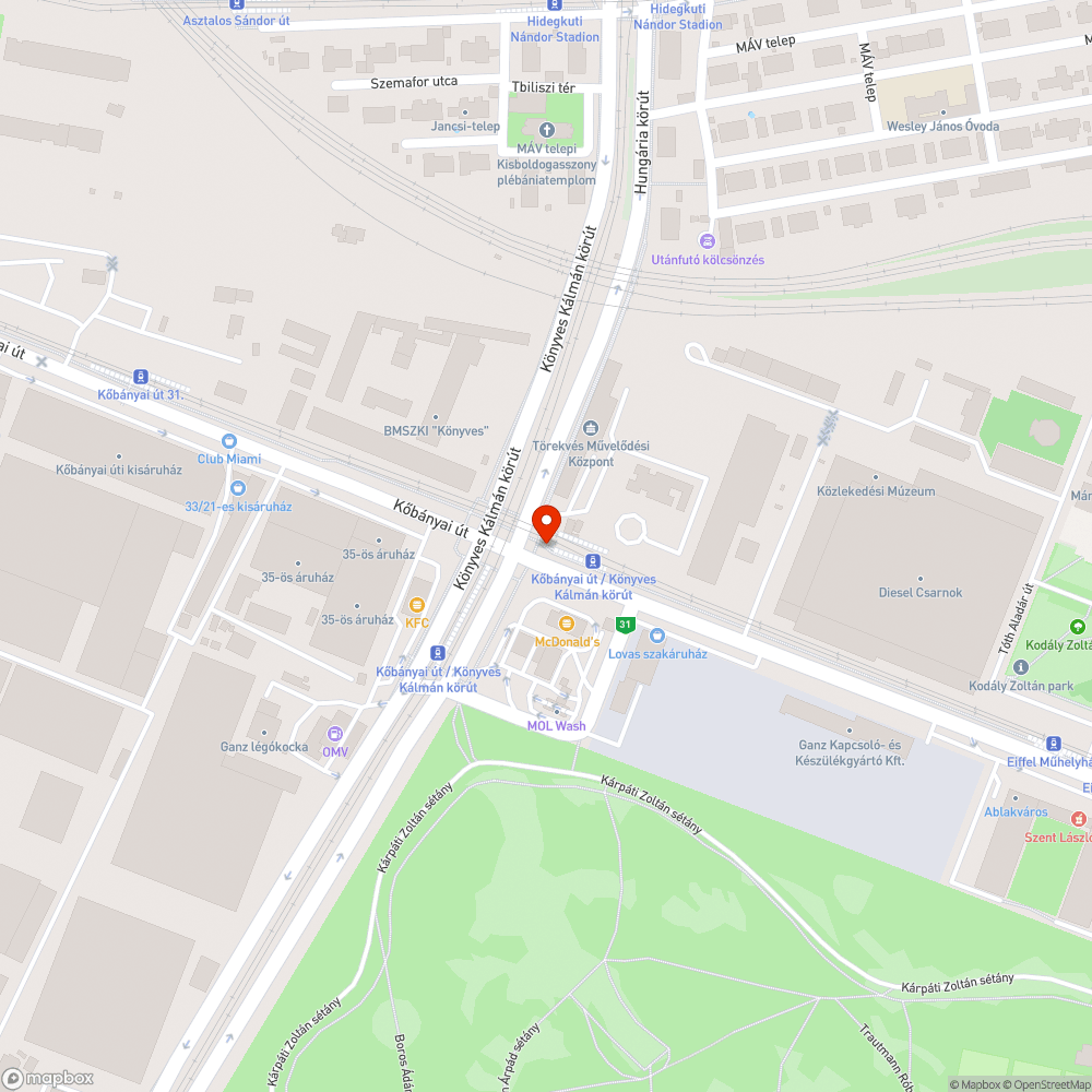 Lyukacsos fedlap villamosmegállónál bejelentés helye