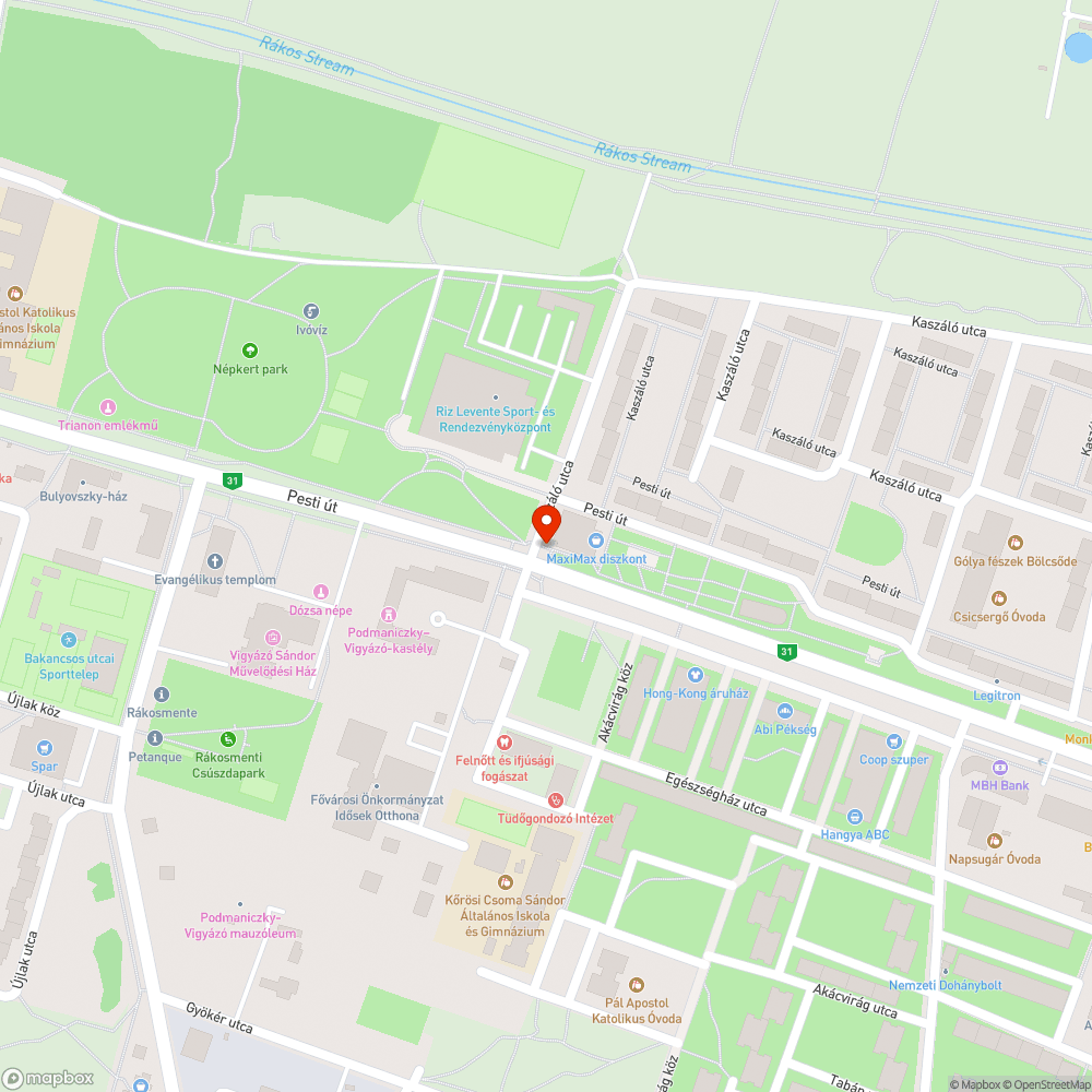 Kátyú az úton bejelentés helye